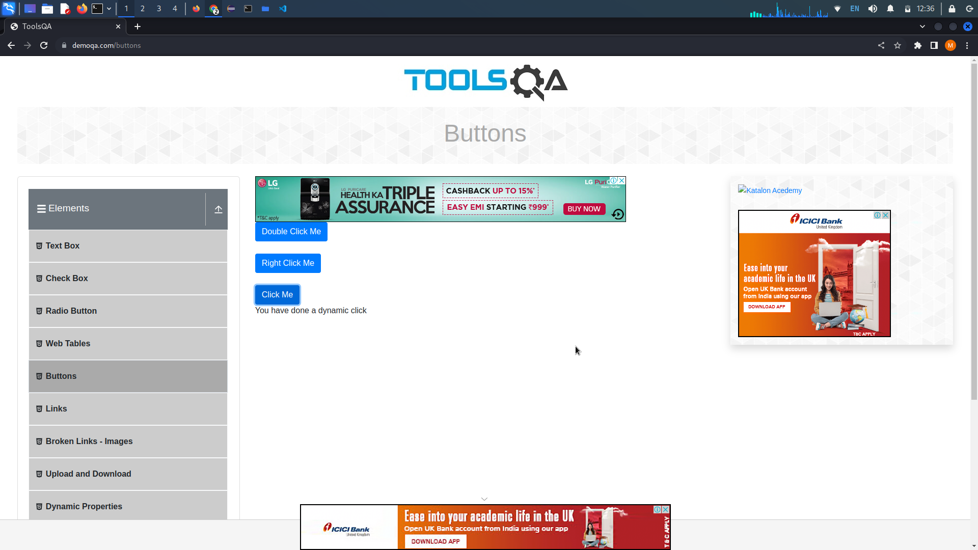 InvalidElementStateException