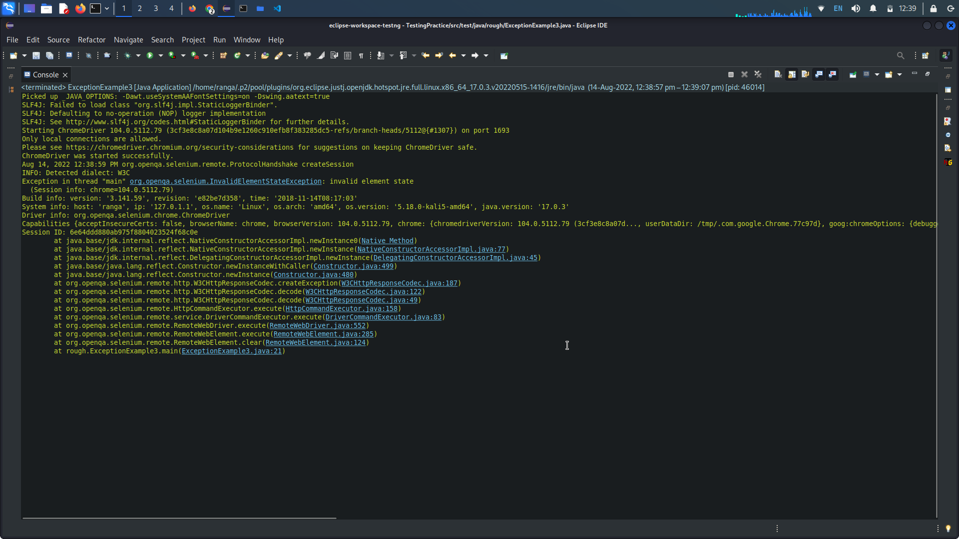 InvalidElementStateException