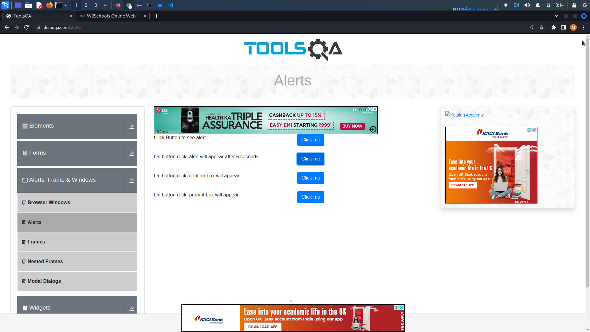 NoAlertPresentException