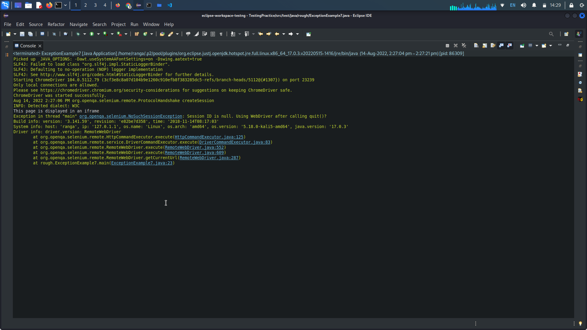NoSuchSessionException
